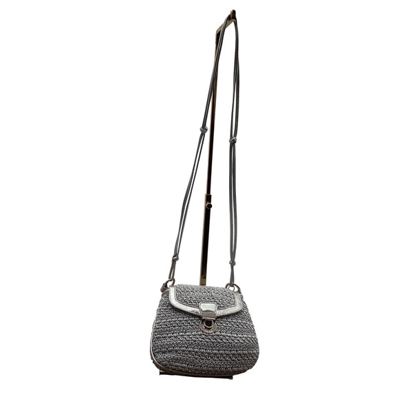 The Sak Handbags - The Sak Silver Crochet Crossbody Bag Metallic Handcrafted Shoulder‎ Bag Small